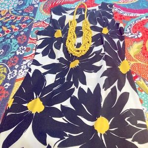Black White and Yellow print dress